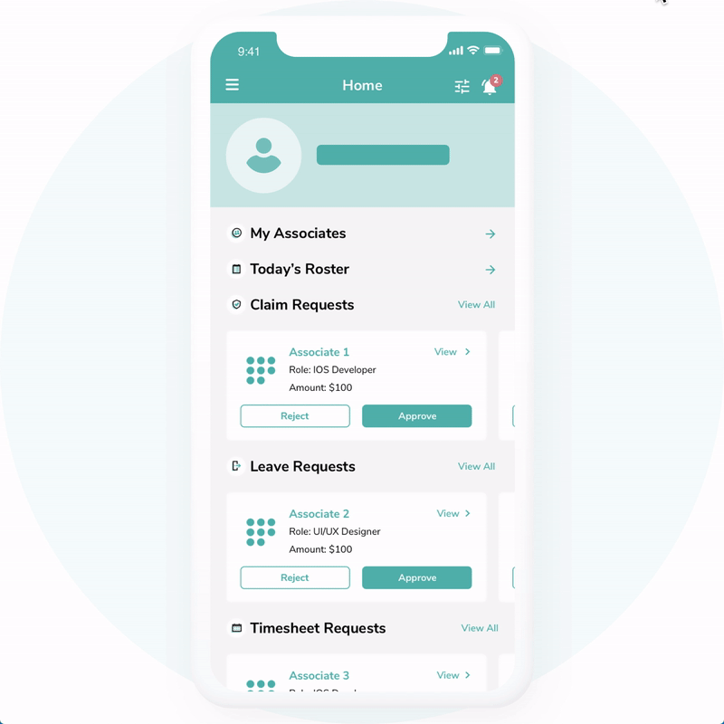 Manager validates work transaction